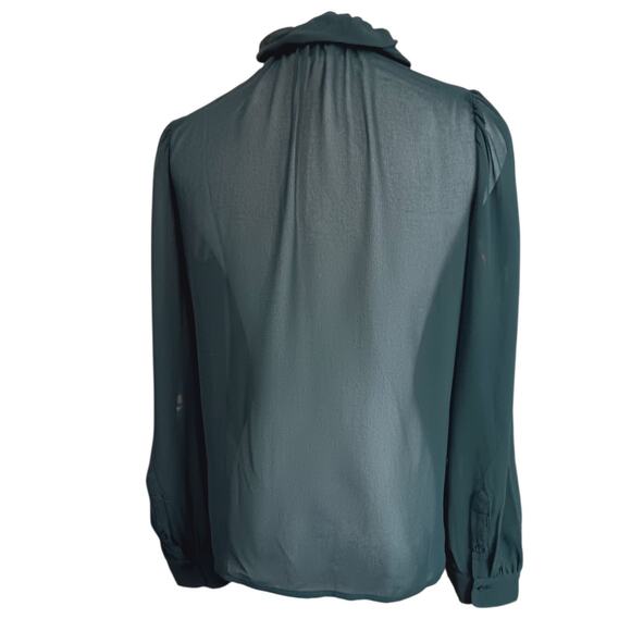 NEW BANANA REPUBLIC Sheer Green Blouse Top XS Ruffle Coquette Dressy Event Layer - Picture 6 of 6